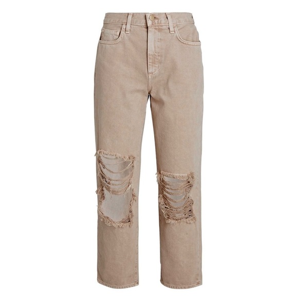 NWT L’AGENCE 90s High Waist Khaki Distressed Denim Rip Knee Ankle Crop Jean 25 - Picture 7 of 8